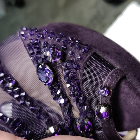 Jimmy Choo Crystal Purple Suede mesh heels - Picture 16 of 16